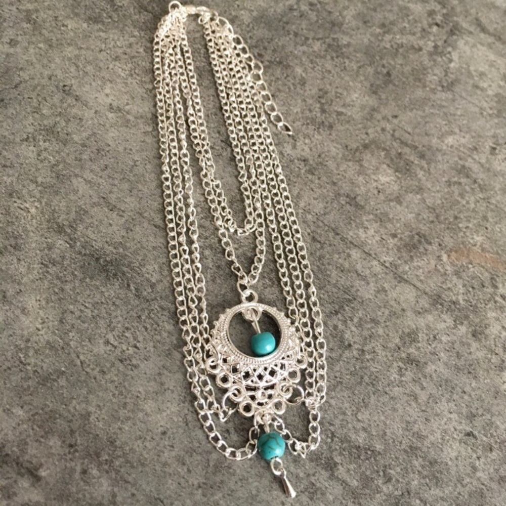Boho Style Silver Colored Anklet - Picture 2 of 6